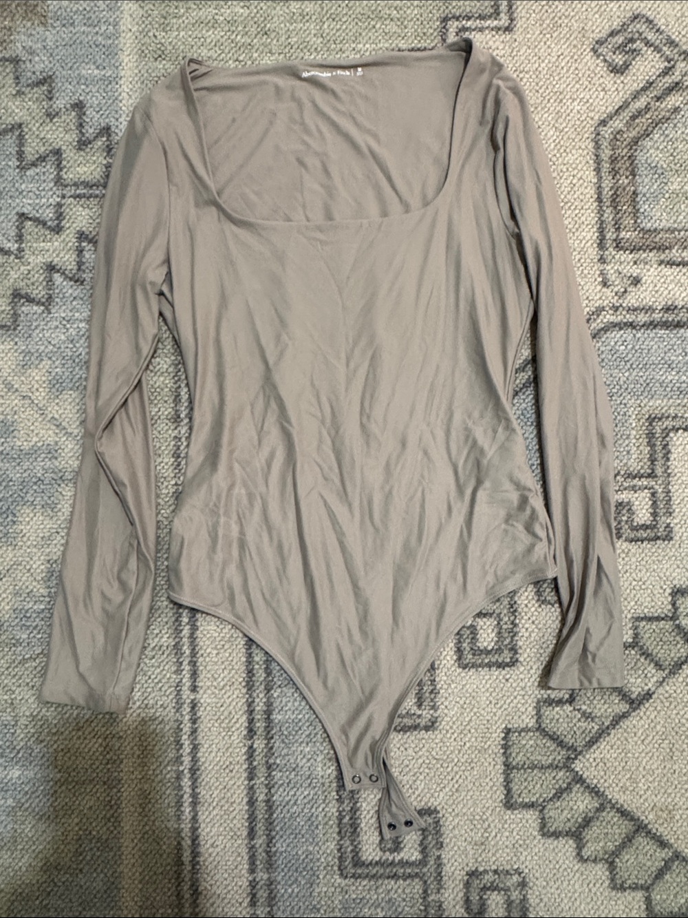 Abercrombie & Fitch Taupe Long Sleeve Square Neck Bodysuit